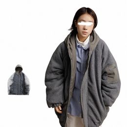 winter Vintage Cott Coats Men Women Patchwork Wool Hooded Jackets Outdoor Windproof Warm Parka Street Loose Casual Couple Coat B9Qd#
