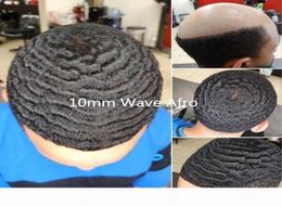 10mm Wave Afro Hair Units Lace PU Toupee for Basketbass Players Indian Virgin Human Hair Replacement Afro Kinky Wave Mens Wig 5324424