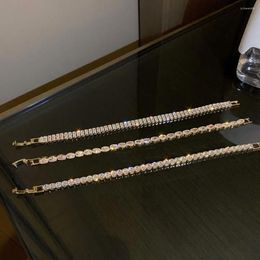 Link Bracelets Retro French Zircon Metal Hand Chain Shiny Beads Korean Style Female Geometry Crystal