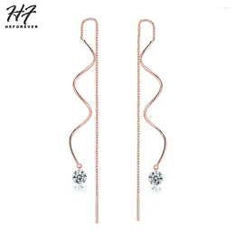 Dangle Earrings Simple Spiral Ear Line For Women Cubic Zirconia Rose Gold Colour Fashion Earings Jewellery Xmas Gift KC170