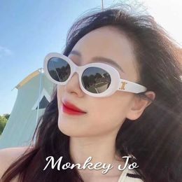 CELIES Sunglasses for womens high-end large face Triumphal Arch white 2024 new fashionable large frame cat eye sunglasses LOGO