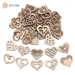 Party Decoration 50pcs Heart Wood Hangings Love Wooden Crafts Wedding Birthday Valentine's Gifts Home Decor Handwork Accessories