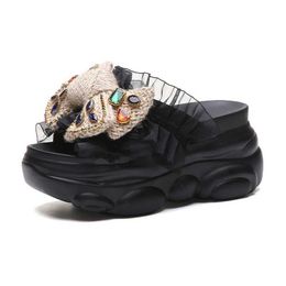 Slippers Flipped womens slippers super high heels platform shoes comfortable rubber wedge sandals summer H240328DAZI