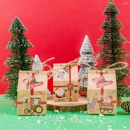 Gift Wrap 10pcs Kraft Paper Gingerbread House Box With Ropes Christmas Treat Candy Favour Boxes Noel Decorations For Home