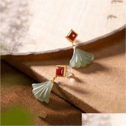 Dangle Chandelier Earrings Small Fresh Skirt Design Inlay And Tianqingyu Light Luxurious Geometry South Red Agate Fashion Drop Deliver Otlvj