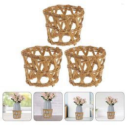 Disposable Cups Straws 4 Pcs Cup Holder Glass Protection Sleeves Woven Covers Flower Vases Weaving Protective Decorate