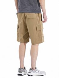 summer Cargo Shorts Men Multi-Pocket Quick Dry Breathable Light&Thin Loose Bermuda Khaki Short Male Straight Casual Shorts e02U#