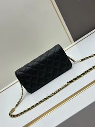 2024 New fashion design women's classic 23K camellia chain bag with diamond Cheque flip cover bag casual all-matching crossbody bag