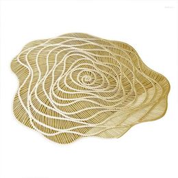 Table Mats Round Dining Placemat 6-Piece Set Metal Cutout Flower-Shaped Mat