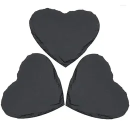 Plates 3Pcs Natural Slate Steak Plate Heart Shaped Dessert Dish Dinner Storage 15 15cm