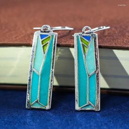 Dangle Earrings Vintage Mixed Color Geometric For Women Ethnic Tribal Green Blue Long Drop Earing Bohemia Jewelry