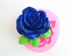 Baking Moulds Mom&Pea 0003 Rose Shaped Silicone Soap Mold Cake Decoration Fondant 3D Food Grade Mould