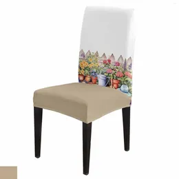 Chair Covers Watercolor Country Garden Plant Flower Cover Set Kitchen Stretch Spandex Seat Slipcover Home Dining Room