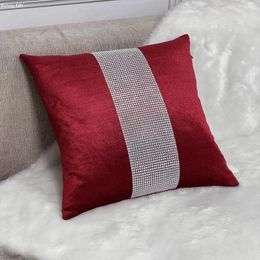 Pillow Polyester Plaid Plush Fabric Shiny Decoration Diamond Hugging Pillowcase Holiday Party Stylish Simple 1Pc