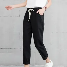 Women's Pants Casual Solid Women Spring Summer Cotton Linen Lady Ankle -length Capris Trousers Pencil S-XXL