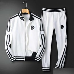 Mens Tracksuits High Version Tracksuit D Letters Embroidered Jacket Pants Suit Designer Sweater Baseball Jackets Sweatpants Two-Piece Othpj