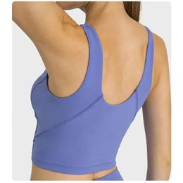 Lu Align Elasticity High Tanks Yoga Women Vest With Chest Pad Bras Quick-drying Tank Top Fitness Running Sports Underwear Lemon Sports 2024