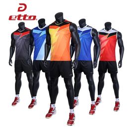 Etto Professional Men Sleeveless Jersey Volleyball Suit Sets Quick Dry Volleyball Team Uniforms Match Training Sportswear HXB023 240319