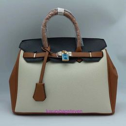Hremms Birkks Top end tote bags for womens 2024 New Bags Litchi Pattern Bag Fashion Handbag Large One Shoulder Bride Original 1:1 with real logo and box KAEN
