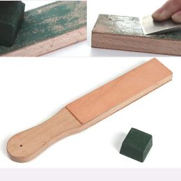 Brushes Wuta Leather Knife Sharpener Sharpening Strop Tool Black Wood Razor Polishing Board Fine Grinding with Polish Compound 8 Colour