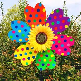 Garden Decorations Colourful Sunflower Windmill Rotating Wind Spinner Stake Standing Lawn Flower Pinwheel Outdoor Party Yard Decor