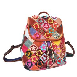 Fashion Splicing Lingerie Retro Women's Bag Double Shoulder Bag Backpack Bucket Model Women's Bag 040124
