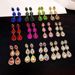 Stud Earrings Luxury WaterDrop Crystal Pendant Tassel Trendy Vintage Geometric Ear Jewellery Party Gifts For Women Girls