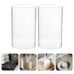 Candle Holders 2 Pcs Taper Glass Pillar Household Cylinder Cylinders For Candles Clear Open Ended Shades