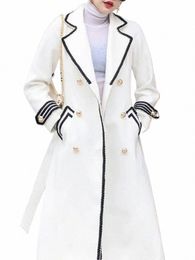 ucxq Korea Chic Woollen Overcoat Women Wool Jacket Autumn 2023 Winter Thicken Double-breasted Office Outerwear Trench Coat A4074 u7x8#