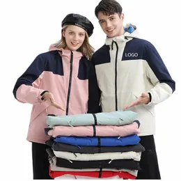 ispessimento in inverno caldo pioggia giacca uomo donna impermeabile outwear maschile con cappuccio morbido abbigliamento sportivo amanti trekking giacca a vento w8T4 #