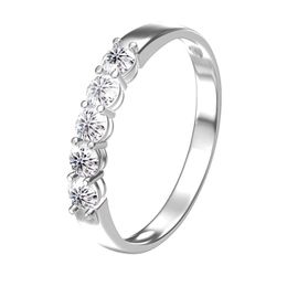 AEAW 14k White Gold 0 1ct m Total 0 5ctw DF Round Cut Engagement&Wedding Lab Grown Diamond Band Ring for Women 220228335C