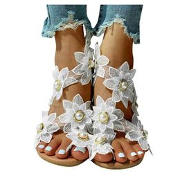 Sandals Womens floral sandals open toe sliding flap womens 2023 outdoor leisure flat modern casual shoes H2403288PXF