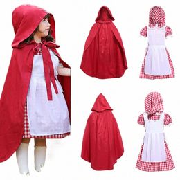 girls Sweetie Country Farm Plaid Maid Dr Little Red Riding Hood Cosplay Costume French Manor Maid Gardener Outfit L2mt#