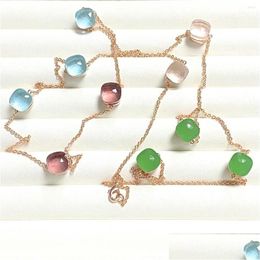 Pendant Necklaces 90Cm Candy Square Sweater Chain For Women Mix Colours Colorf Crystal Long Boho Style Necklace Drop Delivery Jewellery P Ot45L