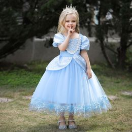 Princess Sky Blue Jewel Girl's Birthday/Party Dresses Girl's Pageant Dresses Flower Girl Dresses Girls Everyday Skirts Kids' Wear SZ 2-10 D328243