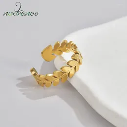 Cluster Rings Nextvance Fashion Ring Gold Color Leaves Stainless Steel Adjustable Finger Half Open For Women Daily Wear Party Gifts