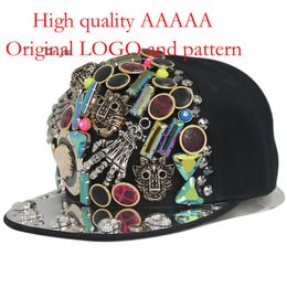 Chosin Punk Style Hiphop Claw Leopard Head Multi Rivet Sewn Hip-hop Flat Brim Hat Street Dance Baseball Cap