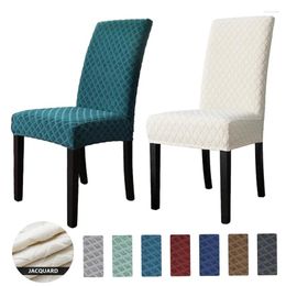 Chair Covers 1/2/4/6pcs Elastic Jacquard Cover Dining Room Stretch Chairs Protector Spandex Solid Colour Slipcovers Hogar