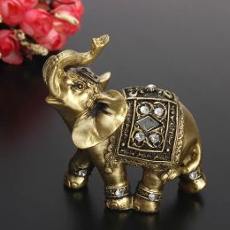 Sculptures Hot Exquisite Feng Shui Elegant Elephant Statue Lucky Wealth Figurine Ornaments Gift for Home Office Desktop Decoration Crafts