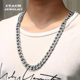 Chains 13mm Mens Miami Cuban Link Chain Necklace Full Bling Iced Out CZ Rhinestones Silver Gold Colour Fashion Jewellery Rapper Neckl233J