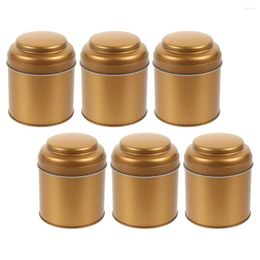 Storage Bottles 6pcs Tea Tin Tinplate Jar Kitchen Canister Airtight For Coffee Bean Leaf