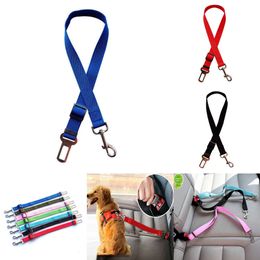 2024 Adjustable Pet Cat Dog Car Seat Belt Pet Seat Vehicle Dog Harness Lead Clip Safety Lever Traction Dog Collars Dogs Accessoires