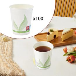 Disposable Cups Straws 100pcs Party Tableware Paper 8oz Drinking Water Holiday Beverage Cup