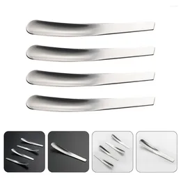 Disposable Flatware Stainless Steel Egg Scoop Spoon: 4pcs Hard Boiled Spoons Complete Tool Long Handle Iced Tea Spoon Coffee