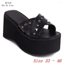 Slippers Summer Style Platform Wedges Sandals Women Slides High Heels Shoes Gladiator Woman Small Plus Size 33 - 46