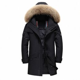 new Real Fur Collar Women Men's Down Jacket Hooded Warm Winter Coat Men Warm 90% White Duck Down Lg Parka High Quality Coat 478N#