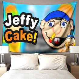 Tapestries Jeffy Tapestry MarieQuiles SML Wall Hanging Child Gift Birthday Custom Decor Fans Bedroom Cartoon