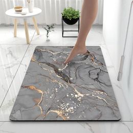 Bath Mats Super Absorbent Bathroom Rugs Soft Diatomaceous Earth Shower Mat Quick Drying Toilet Floor Non-slip Rug Marble Printed