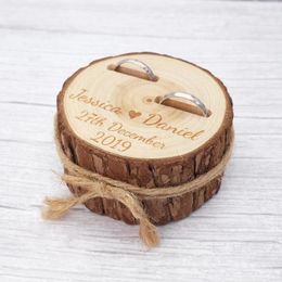 Party Decoration Personalized Wooden Wedding Rings Box Rustic Custom Ring Engagement Holder Proposal Pillow