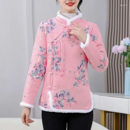 Women's Trench Coats Autumn Winter Embroidery Mother's With Plush Warm Cotton Jacket Fashionable Single Breaste Versatile Fleece